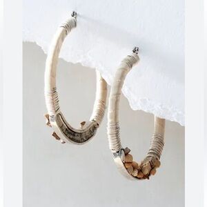 FREE PEOPLE NWT Whitney hoops -cream/pewter semi precious stones